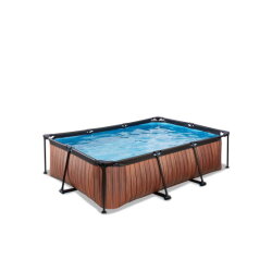 EXIT Wood Pool 220x150x65cm mit Filterpumpe - braun